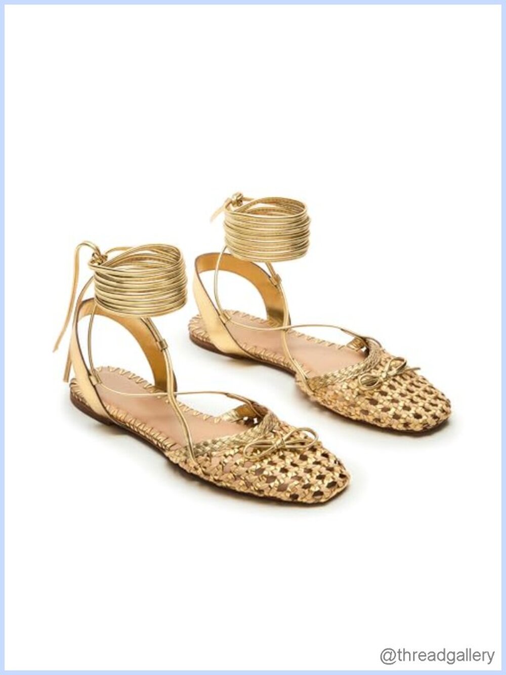Woven Ballet Flats Lace Up Square Toe Summer Dressy Shoes